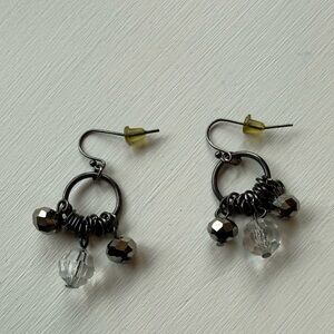 Silver and Clear Bead Drop Earrings